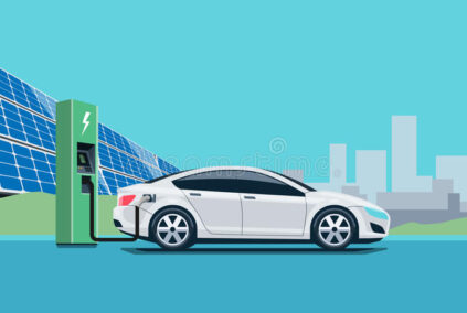 Solar Panels And EV Stations